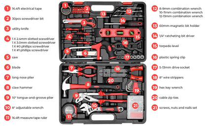218-Piece Home & Auto Repair Tool Kit with Case