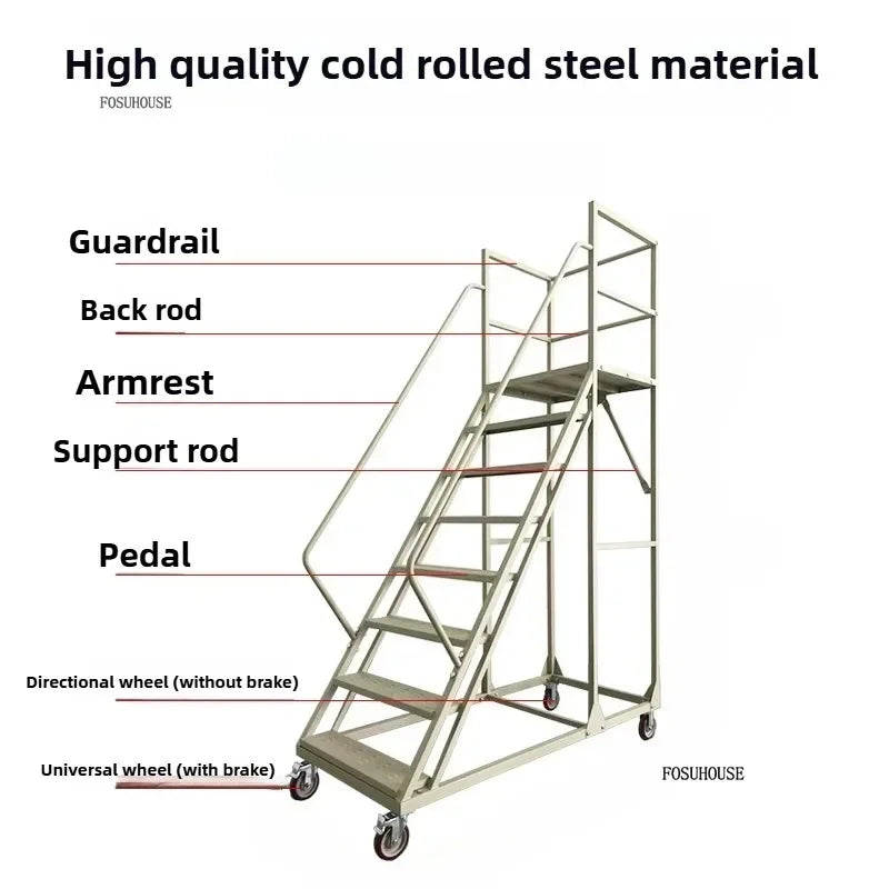 Stable Mobile Platform Step Ladder Supermarket Warehouse Pickup Wheel Ladder Step Climbing Car Home Furniture Climbing Ladder