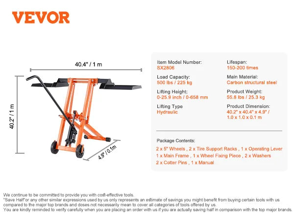 Lawn Mower Lift with Hydraulic/Threaded jack, 500/880 Lbs Adjustable Movable Lawn Lifter for Lawn Mower Garden Tractor
