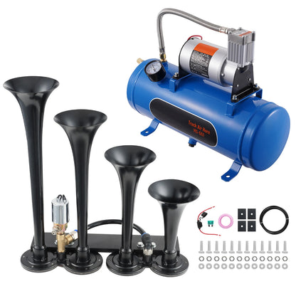Train Horn Kit 150dB 4-Trumpet with 12V Compressor