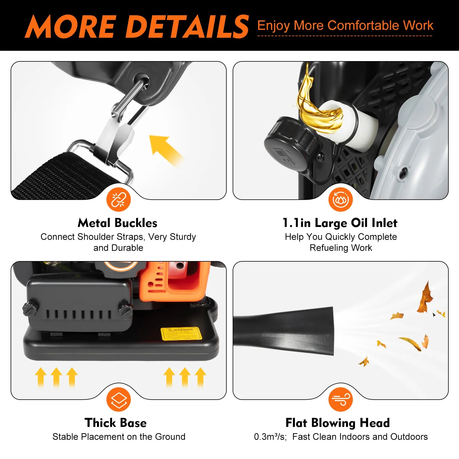 Backpack Leaf Blower 63CC 2 Stroke Gas Powered Leaf Blowers with 1.8L Fuel Tank,  Air Cooling Grass Blower for Yard