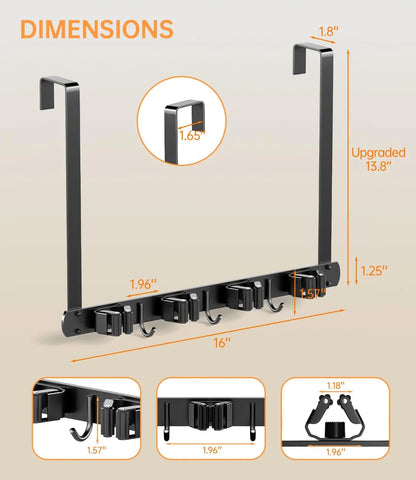 Stainless Steel Broom & Mop Holder - No Drilling
