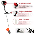 52cc Weed Wacker 2-Stroke Gas Grass Trimmer 4-in-1 Cordless Brush Cutter Gas Lawn Mower Straight Shaft Weed Eater with 4 Heads