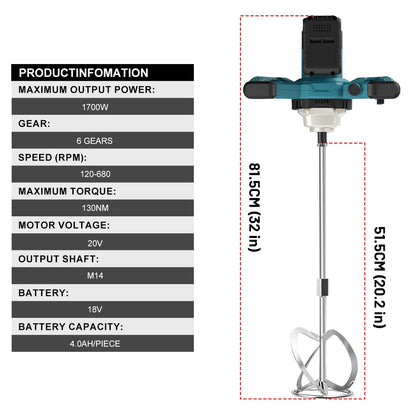 Cordless Paint & Concrete Mixer for Makita 18V