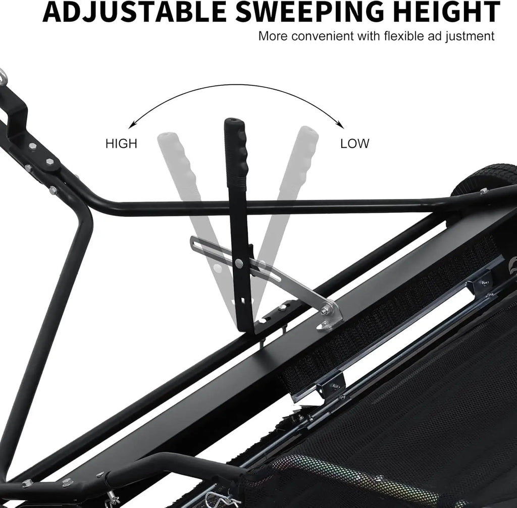 44" Heavy Duty Tow Behind Lawn Sweeper with Adjustable Brush, 25 cu ft Capacity for Leaves & Grass