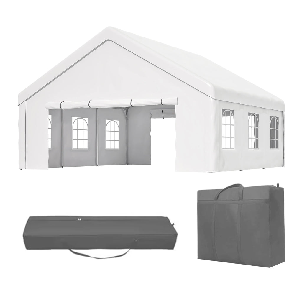20x20FT Party Tent with 2 Storage Bags & Removable Sidewalls, Outdoor Canopy for Wedding, BBQ, Camping, Commercial Use