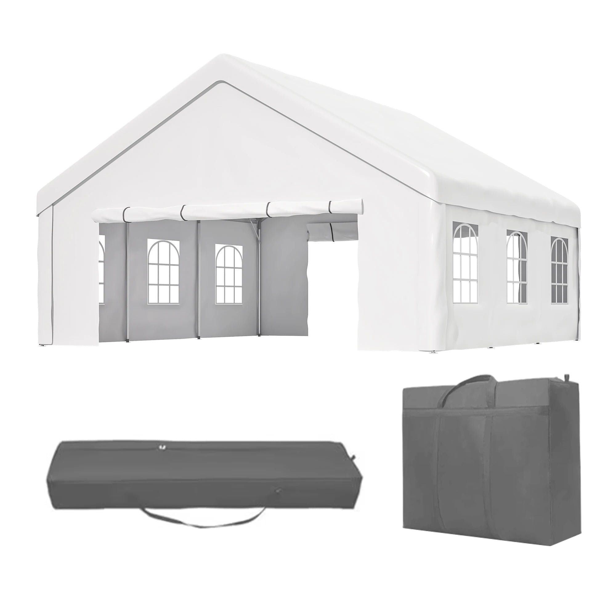 20x20FT Party Tent with 2 Storage Bags & Removable Sidewalls, Outdoor Canopy for Wedding, BBQ, Camping, Commercial Use