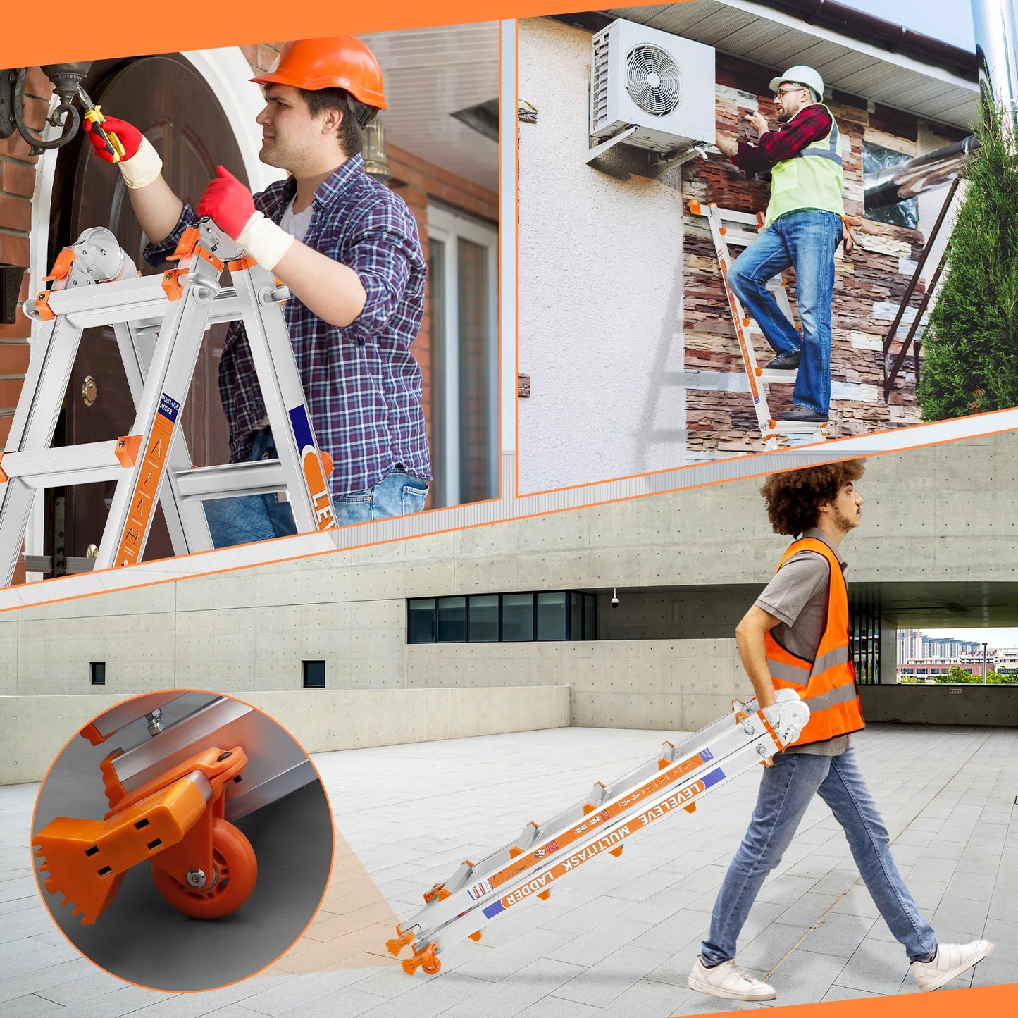 22 ft Multi-Position Ladder with Stabilizer & Wheels