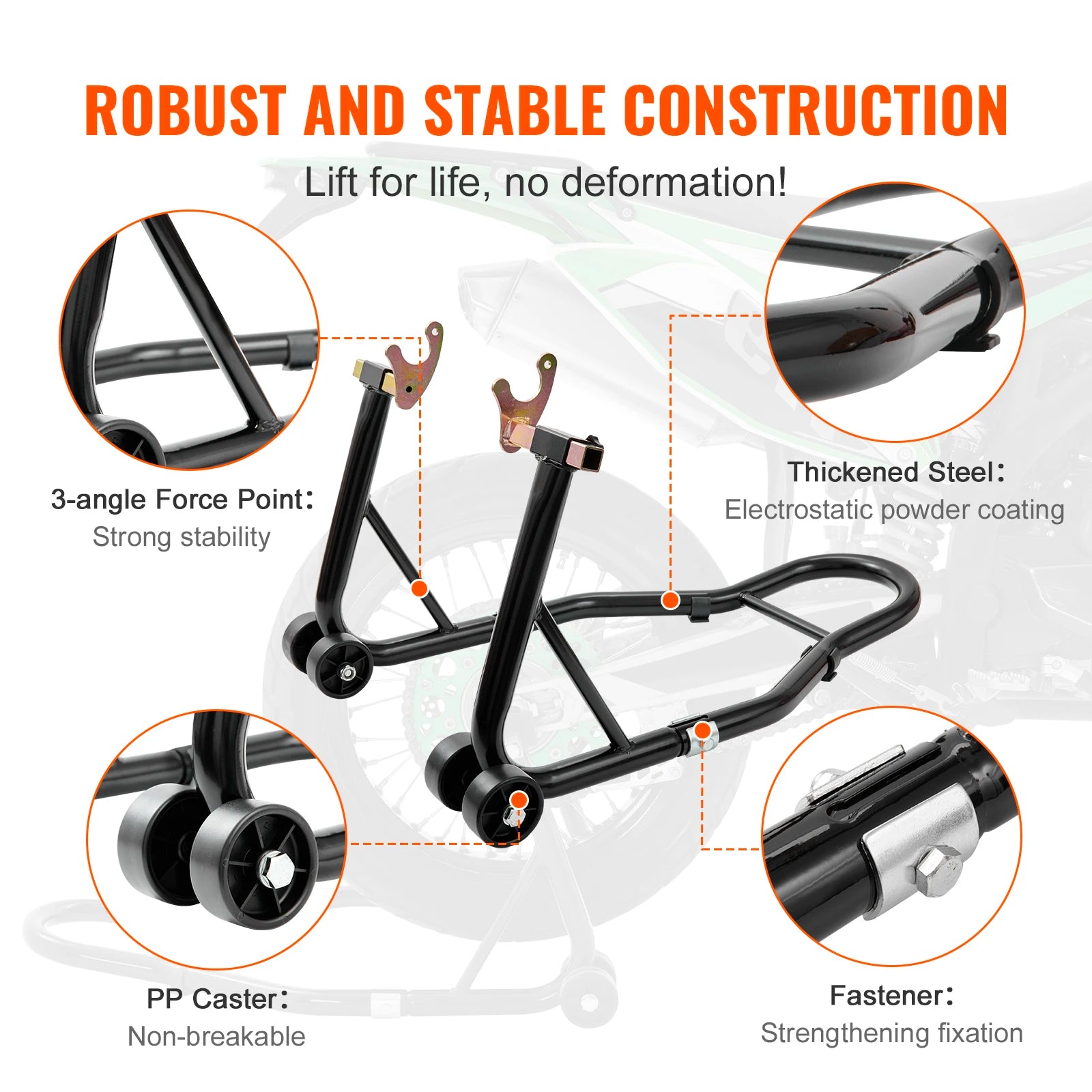 Motorcycle Stand Lift 850lbs Front Rear Combo Stand Lift Stand Front&Rear Wheel Fork Stand Heavy Duty Rear Wheel Stand