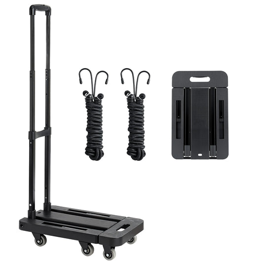 Folding Hand Truck 500 lbs with 6 Wheels & Ropes
