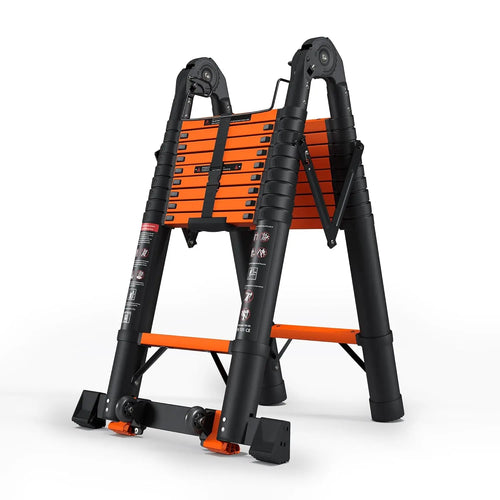 20.3 ft Telescoping A-Frame Ladder, 10-Step, 330 lbs
