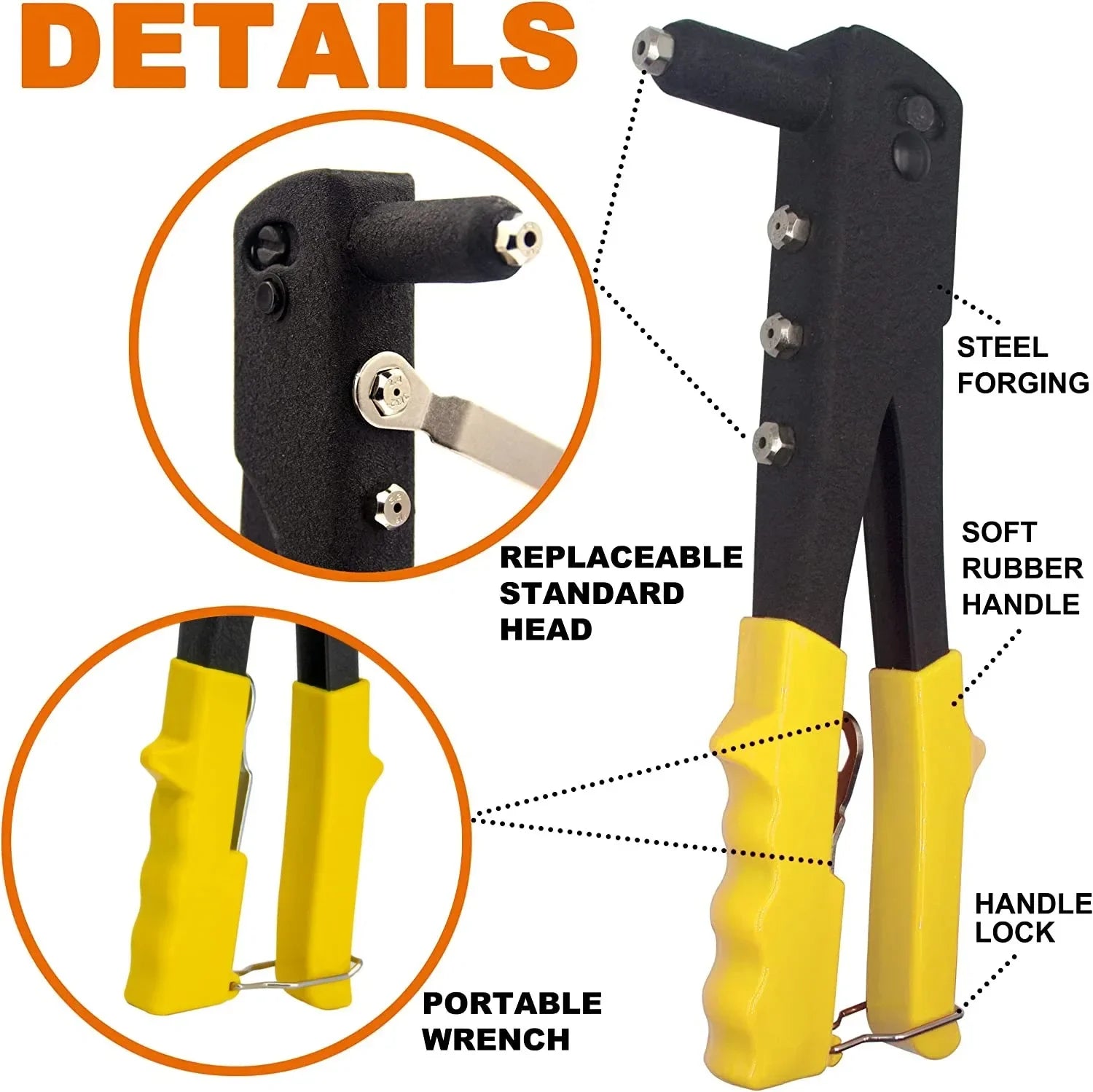 Heavy Duty Riveter Set,Pop Rivet Gun and 150Pcs Blind Rivets Assortment Kit Hand Tools Rivet Nut Tool