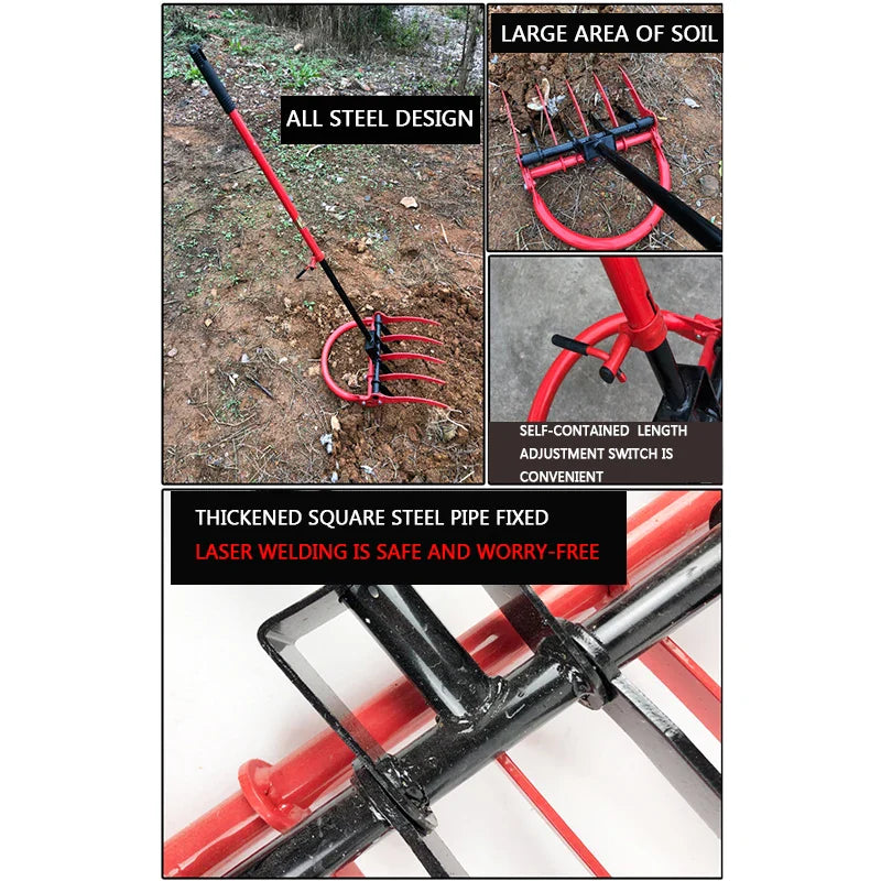 Digging soil pine artifact artificial land reclamation tool steel fork hoe agricultural loose soil tool