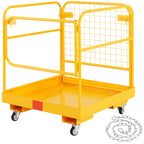 1200lbs Forklift Safety Cage Folding Security Platform with Lockable Swivel Wheels Holds 1 to 2 Adults for Aerial Work