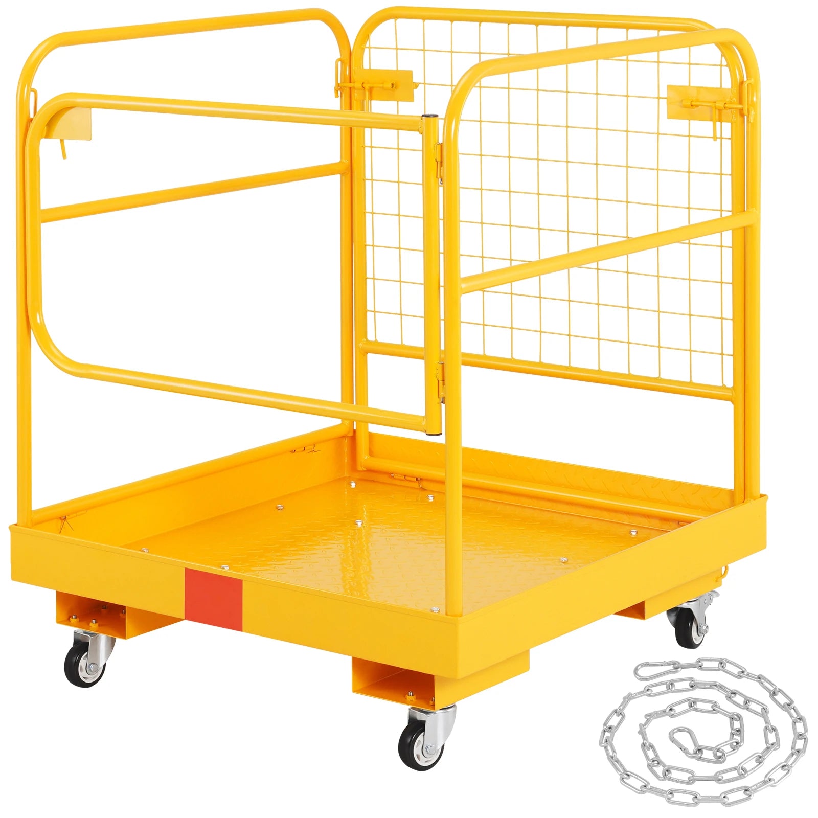 1200lbs Forklift Safety Cage Folding Security Platform with Lockable Swivel Wheels Holds 1 to 2 Adults for Aerial Work