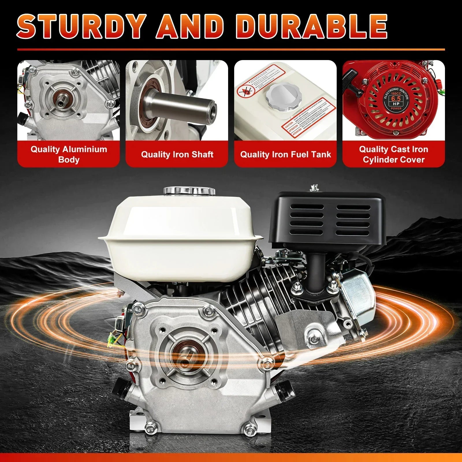 6.5HP 4-Stroke Gas Engine for Honda GX160 OHV  Pull Start  Air Cooling System 200cc