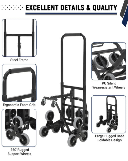 3-in-1 Stair Climbing Hand Truck 330 lbs, 10 Wheels