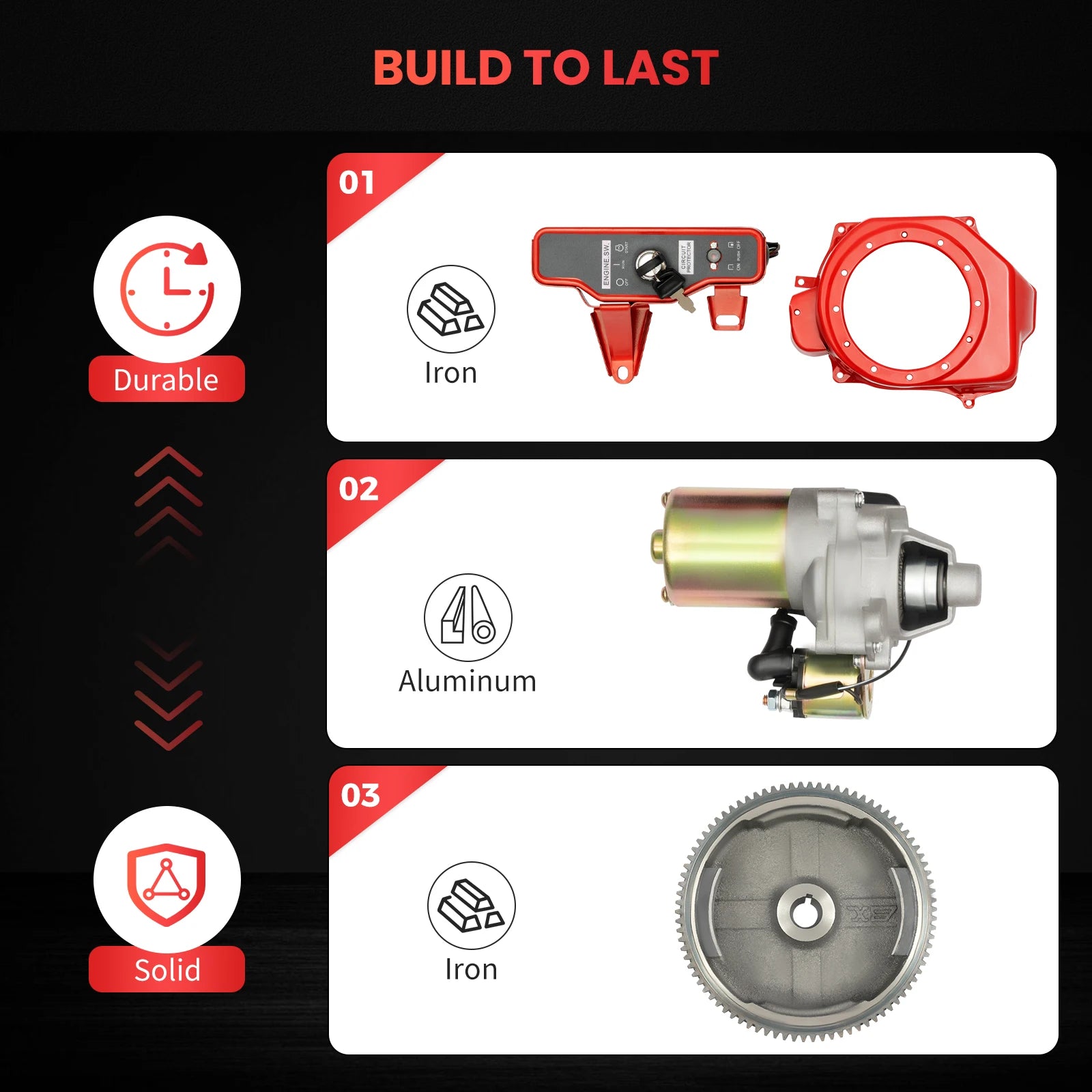 Electric Start Motor Kit for HONDA GX160 GX200 5.5HP 6.5HP Engine Flywheel Key Switch Box Conversion from Manual to Electric