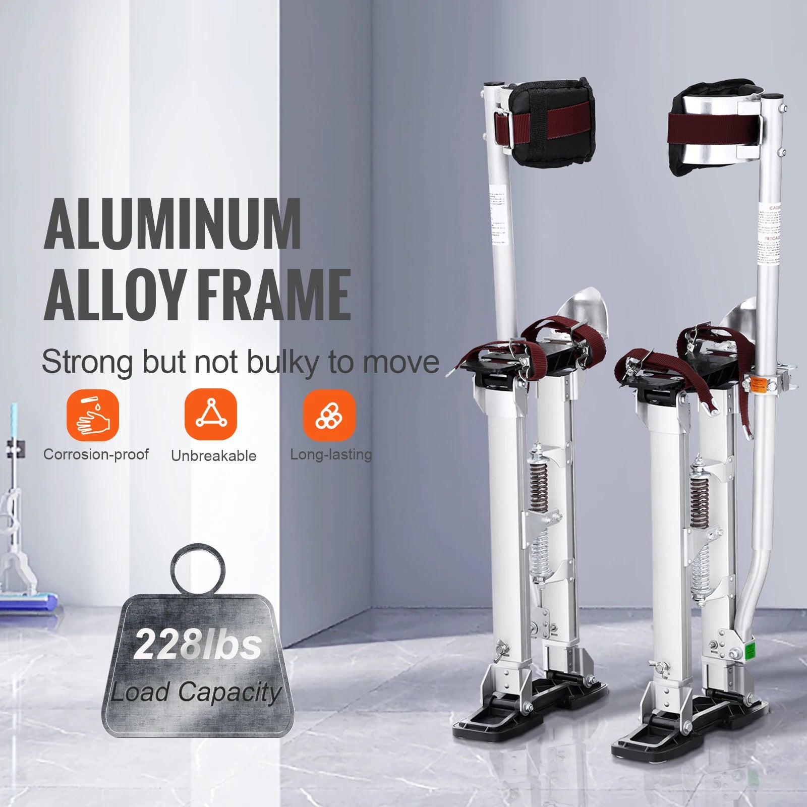 Drywall Stilts 18''/36''Adjustable Aluminum Tool Stilts with Protective Knee Pads Non-Slip Work Stilts for Home