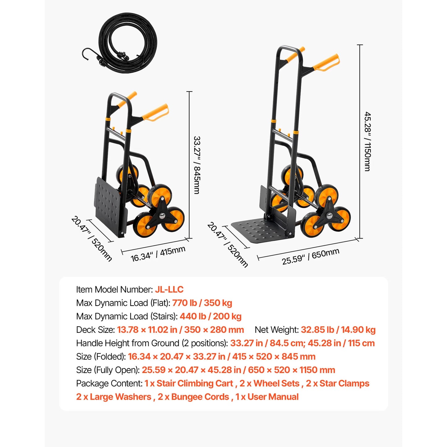 Stair Climbing Hand Truck 440/770 lbs with 6 Wheels