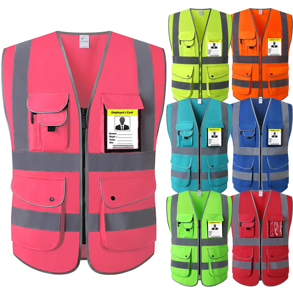 Pink Hi-Vis Work Vest for Women with Pockets & Zip
