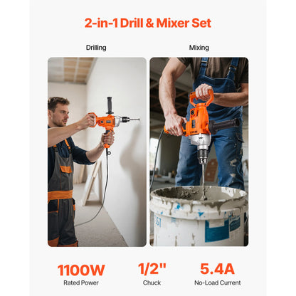 Electric Drill Mixer Set - Handheld Cement Mixer