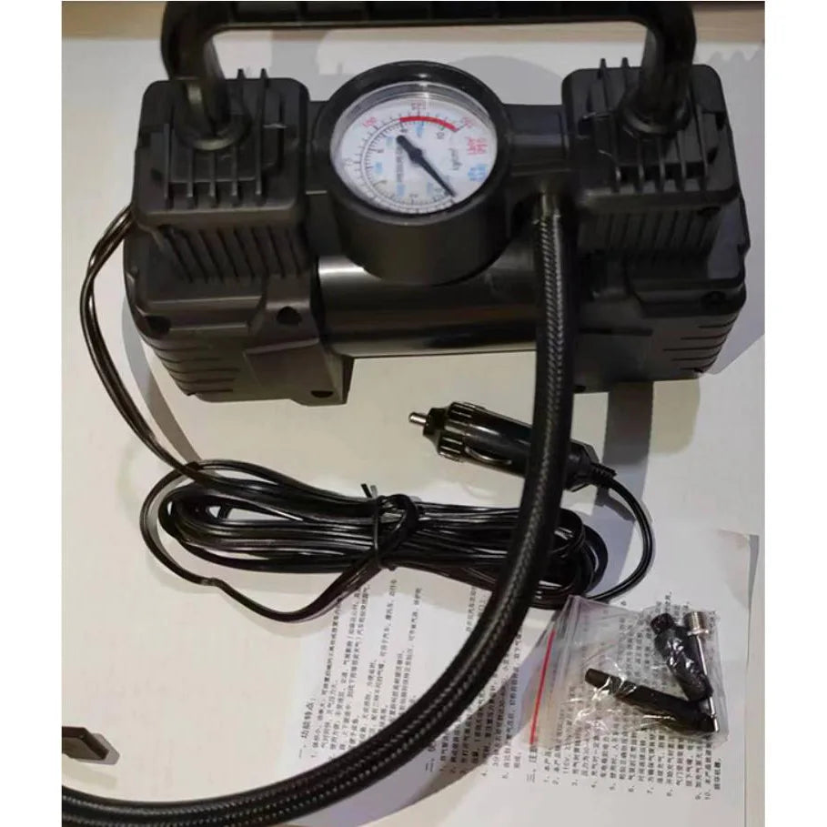 Mini 12V Car Air Compressor 150 PSI Dual Cylinder