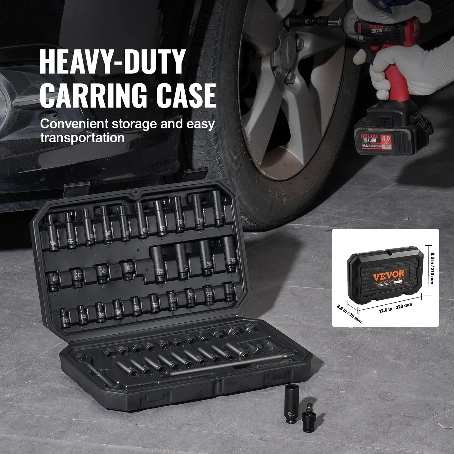 Impact Socket Set Deep & Shallow Cr-V with Case