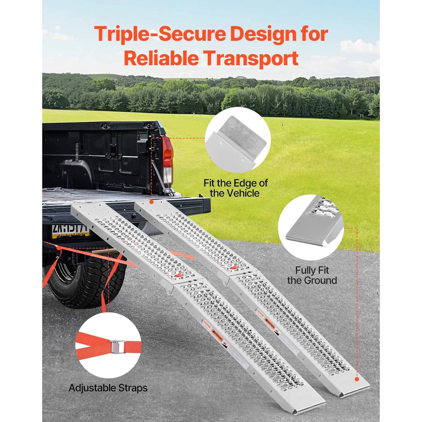 Wide Steel Loading Ramps 1000 lbs for ATV/UTV (Pair)