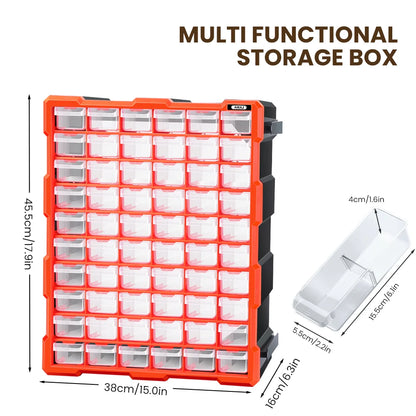 Stackable Parts Storage Box 18-60 Drawers, Clear