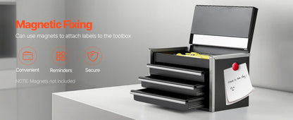 Portable Metal Tool Box with 3 Drawers