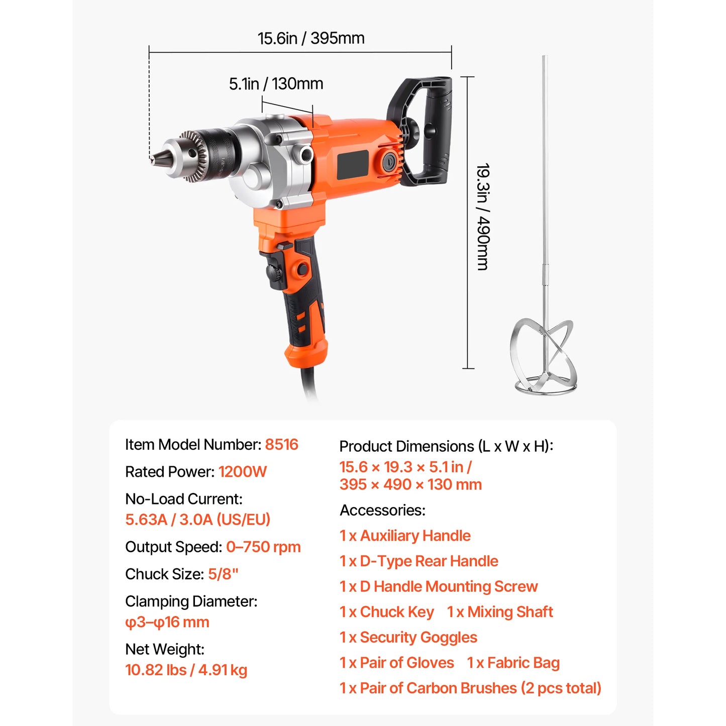 Electric Drill Mixer Set - Handheld Cement Mixer