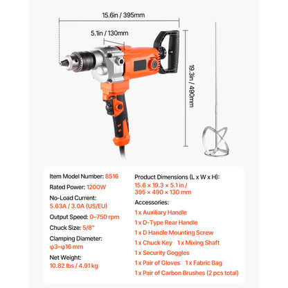 Electric Drill Mixer Set - Handheld Cement Mixer
