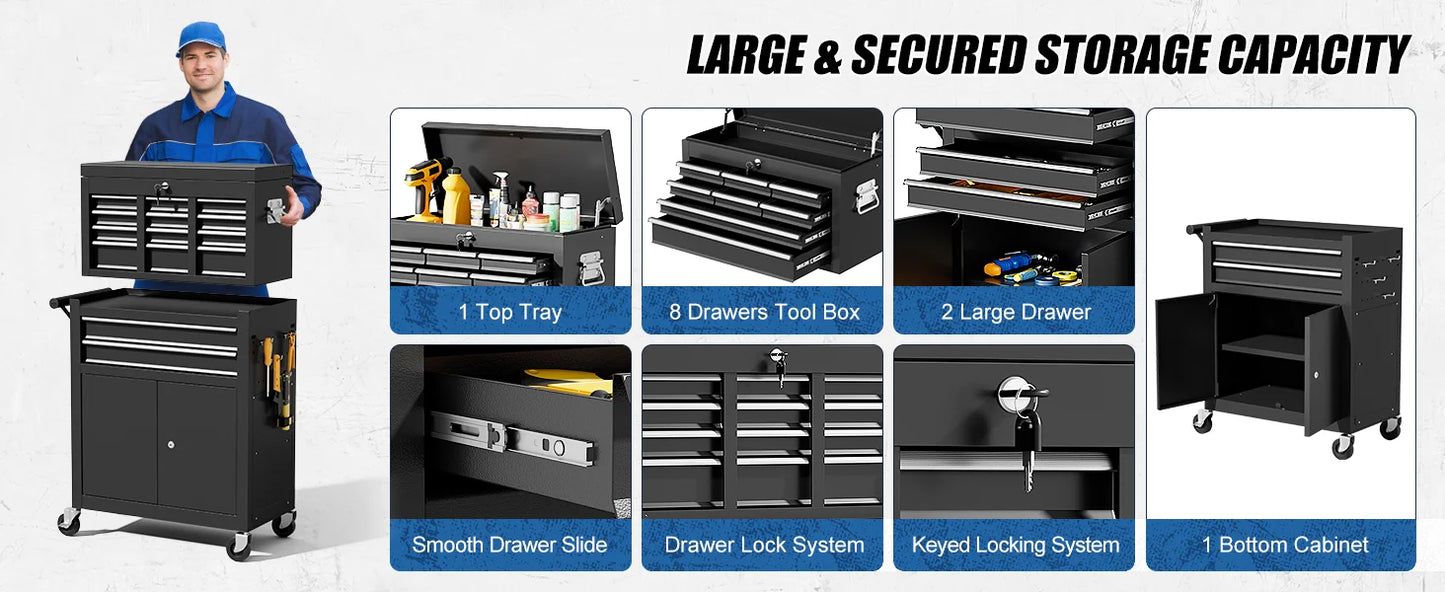 10-Drawer Rolling Tool Chest with Wheels