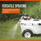 Tow-Behind Trailer Boom Broadcast and Spot Sprayer - 21-Gallon Capacity, 2.2 GPM, 12 Volt DC