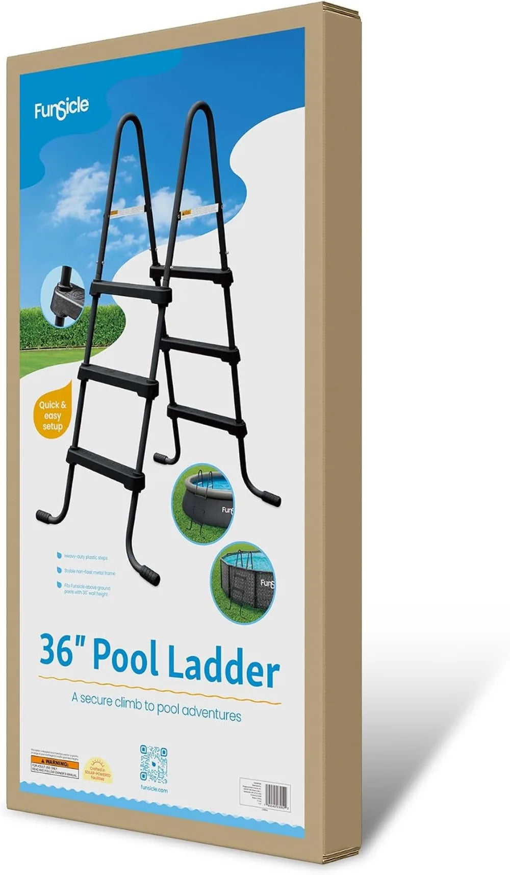 3-Step Above Ground Pool Ladder with Non-Slip Feet