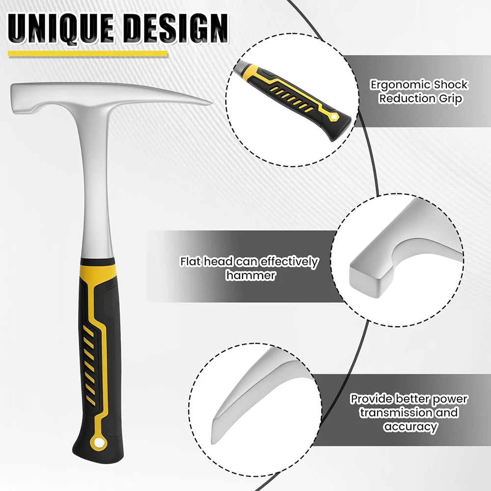 Geological Hammer High Carbon Steel Rock Pick Hammer with Arc for Survey Mine Exploration Geological Prospecting Hammer