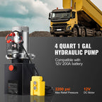 Hydraulic Pump 4-20 Quart Dump Trailer Pump Single Acting Dump Trailer Pump DC 12V Hydraulic Power Unit for Car Lifting