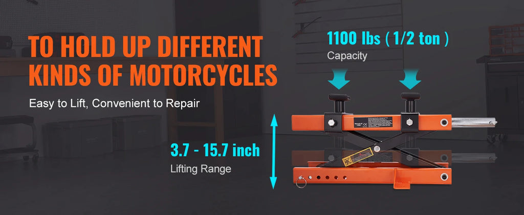 Motorcycle Lift 1100 LBS Motorcycle Scissor Lift Jack with Safety Pin Steel Motorcycle Jack Hoist Stand for Motorbike