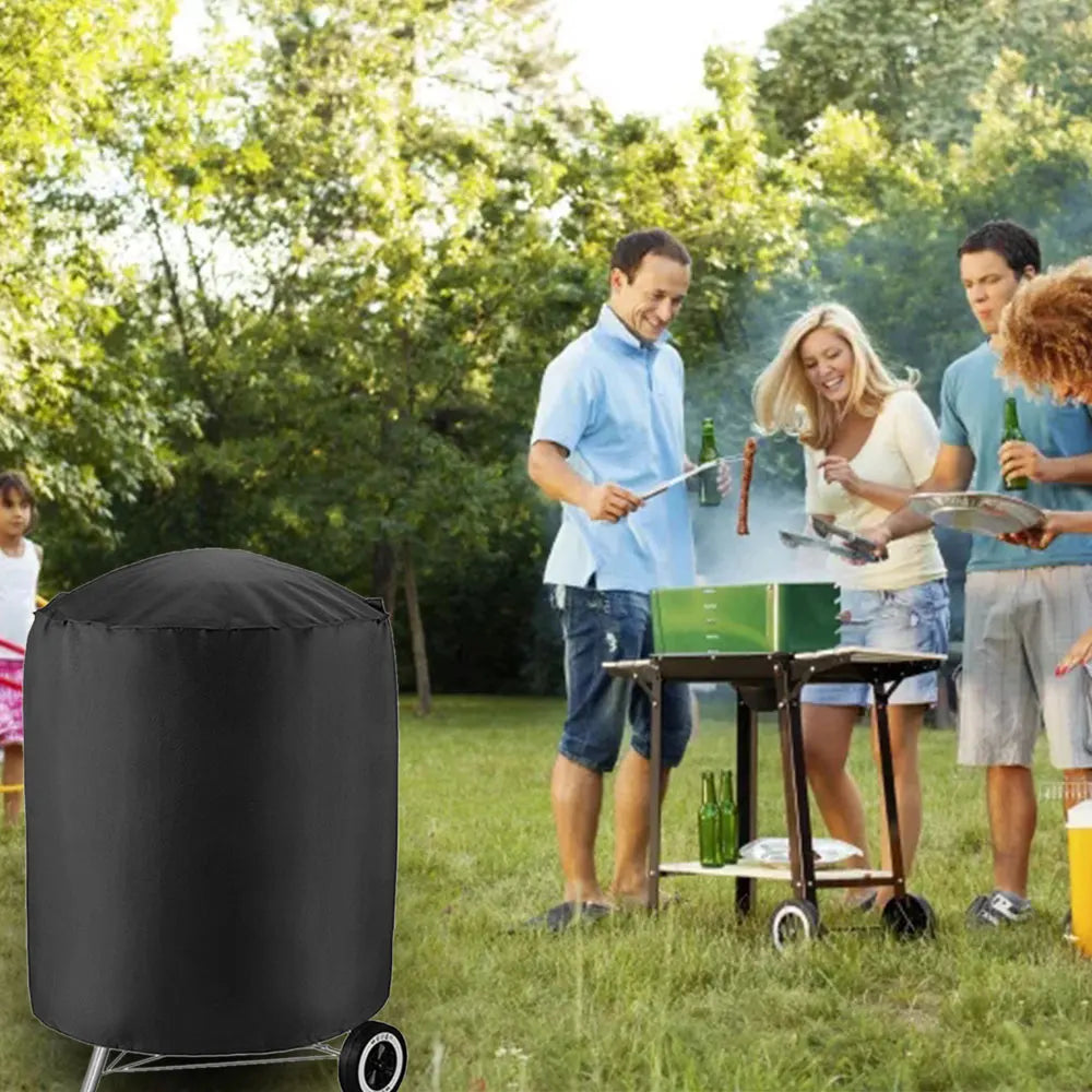 Round Grill Cover Outdoor Waterproof Dustproof Kettle BBQ Cover 210D Oxford Cloth Heavy Duty Garden BBQ Protection Cover NEW