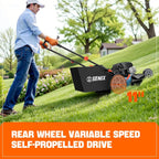 Self Propelled Lawn Mower Gas Powered 163cc 4-Cycle Engine Rear Wheel Drive Variable Speed 6 Height Adjustments