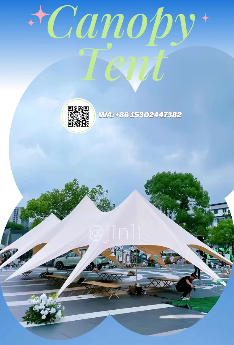Single Double Pole Star Canopy Tents Octopus Canopy Thicken 900D Oxford Cloth Shape Stretch Canopy Outdoor Peaks Starshade Tents