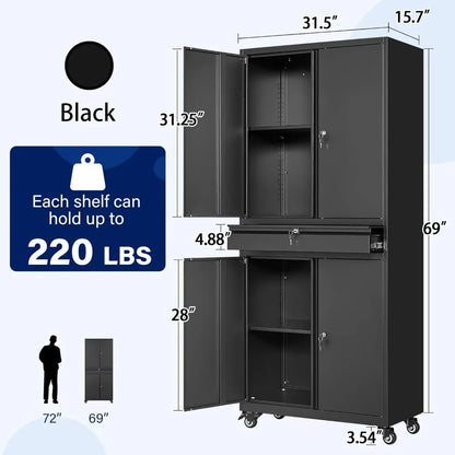 Rolling Garage Cabinet with Locking Doors & Drawer