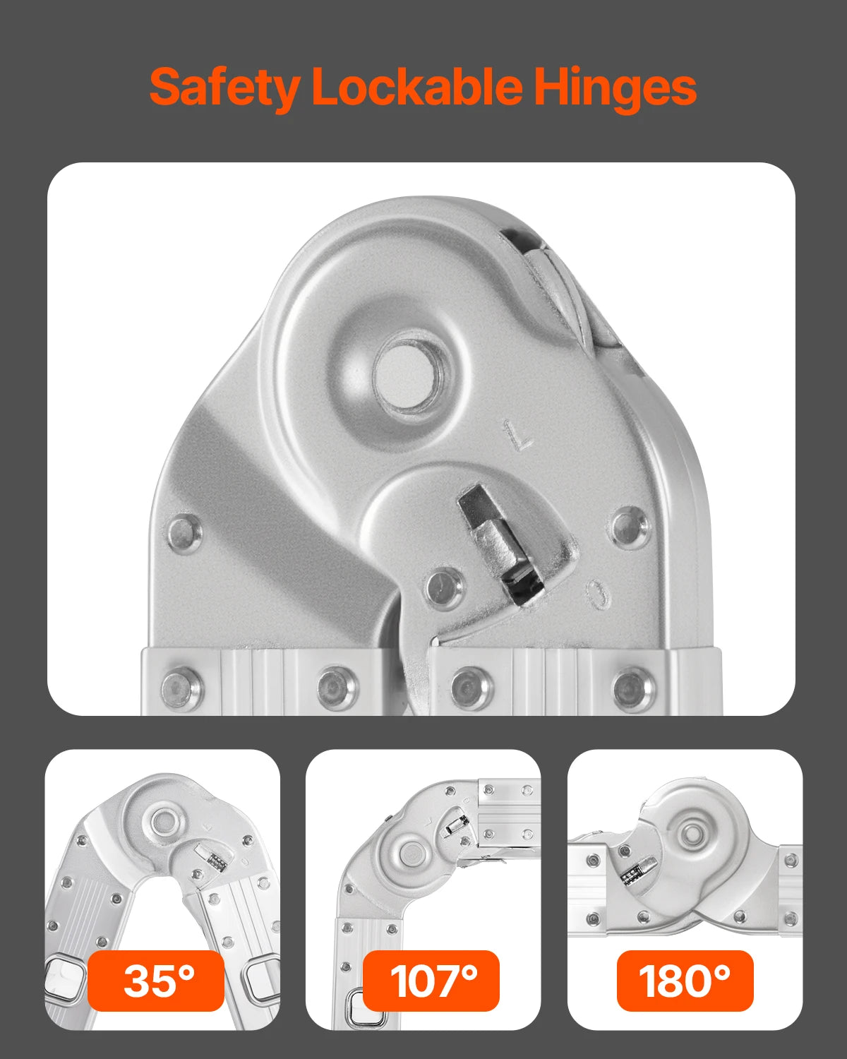 Multi-Purpose Folding Ladder 7-in-1 Tall Step Ladder A Frame Adjustable Telescoping for Household Outdoor Work