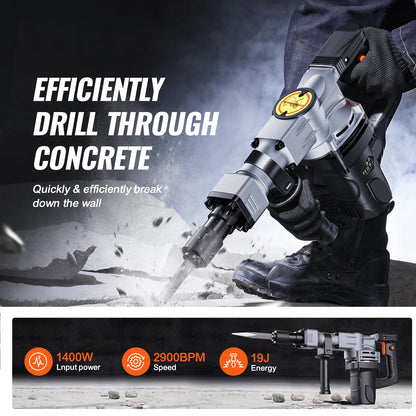 1400W Demolition Jack Hammer with Case & Gloves