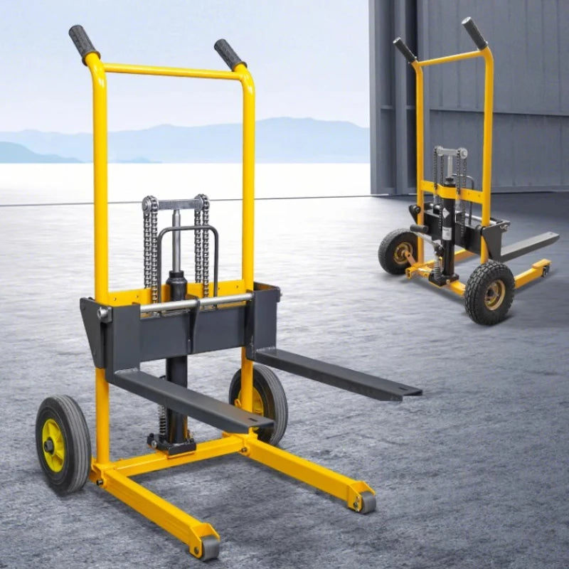 Folding mobile stacker manual forklift hydraulic transporter lifting platform truck loading and unloading household
