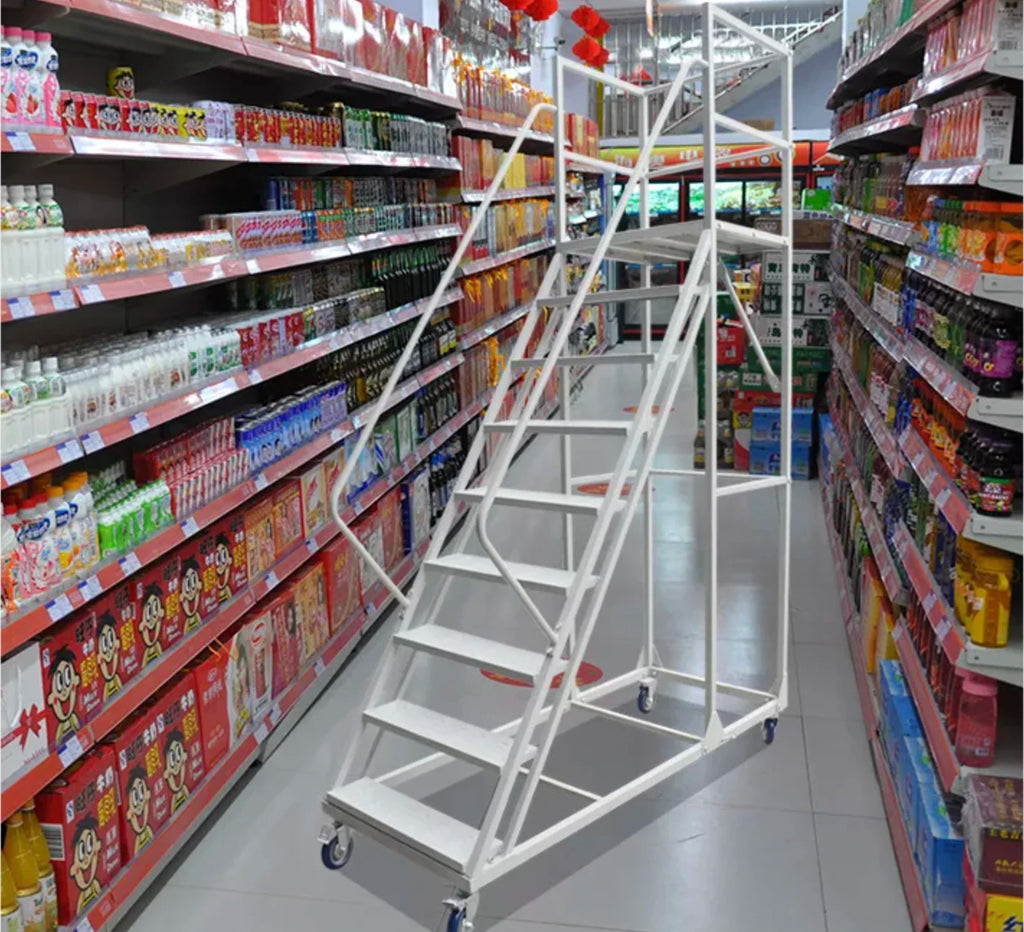 Outdoor Vertical Cage Ladders Steel Fiberglass FRP Material Angled Steel Cat Cage Step Ladder for Fire Escape Access