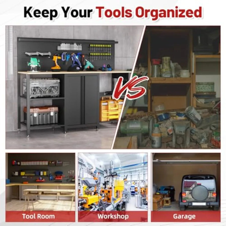 60" Workbench with Garage Cabinet Storage 2000 lbs