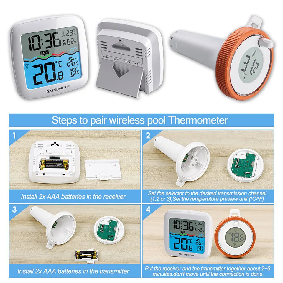 Wireless Pool Thermometer Floating Water Temperature Sensor With LCD Receiver For Swimming Pool Bathtub Aquarium Spa Fish Pond