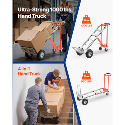 4-in-1 Aluminum Hand Truck Dolly 1000 lbs